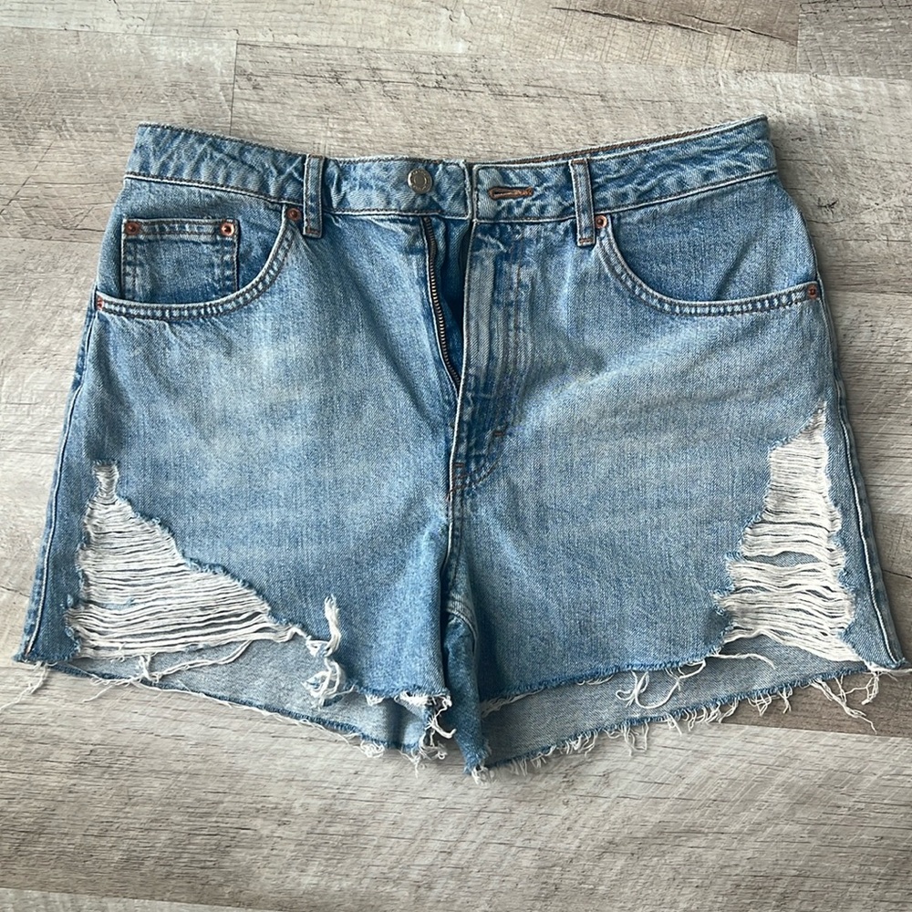 TopShop A Line distressed denim shorts